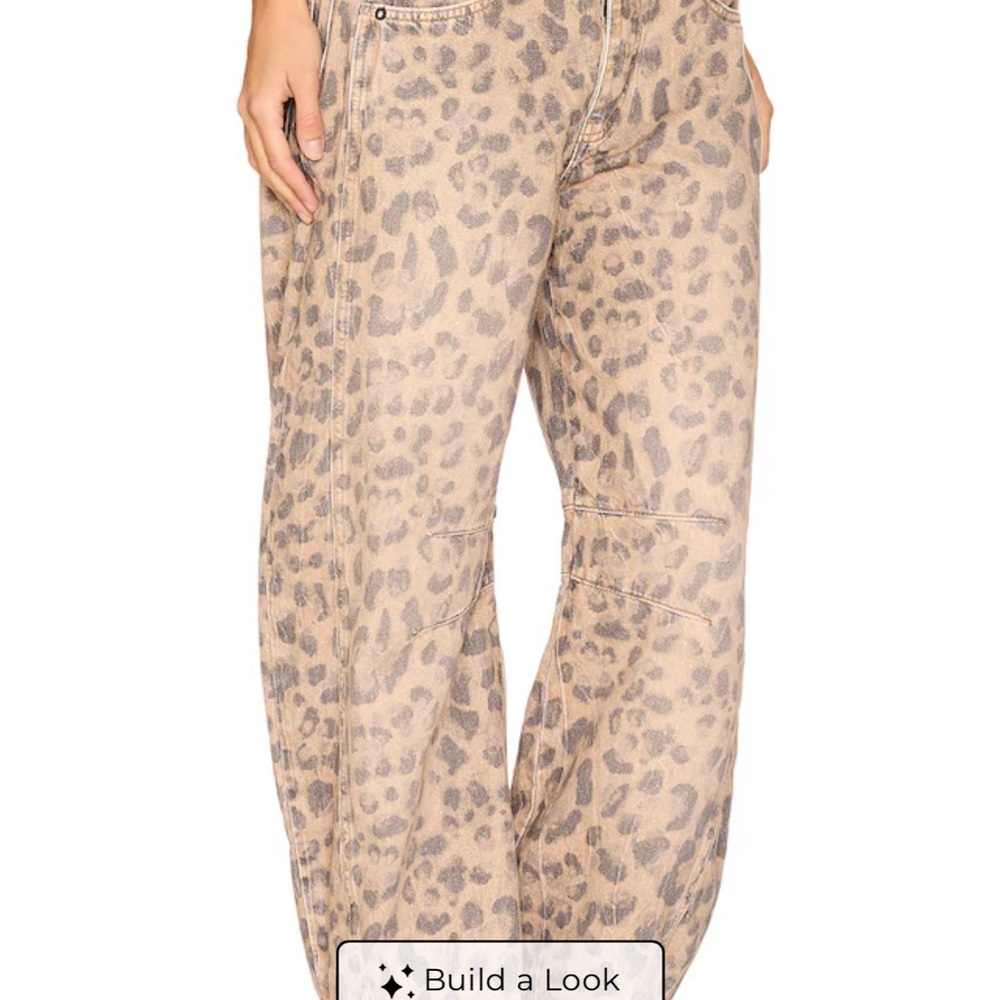 We The Free Good Luck Leopard Barrel Leg Jeans in Brown Sugar - Picture 7 of 10